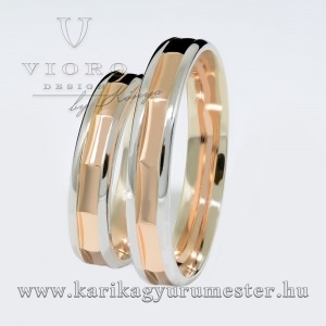 Fehér-rozé arany karikagyűrű pár 4325/FRF