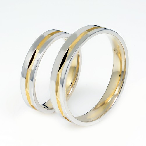 Sárga-fehér arany karikagyűrű pár 4313/FSF