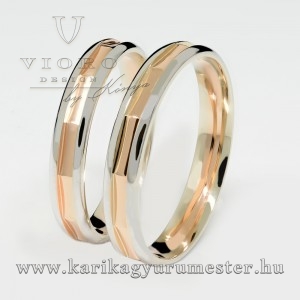 Fehér-rozé arany karikagyűrű pár 4315/FRF