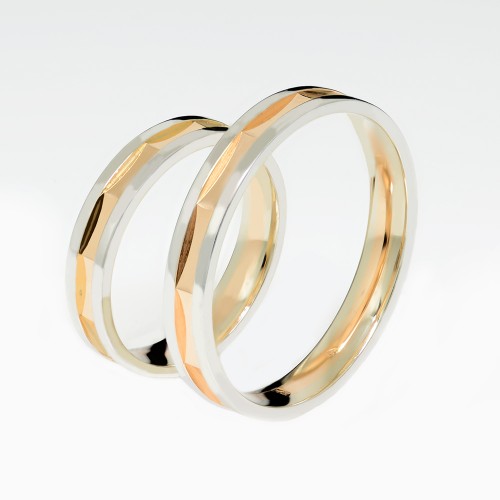 Fehér-Rozé arany karikagyűrű pár 4320/FRF