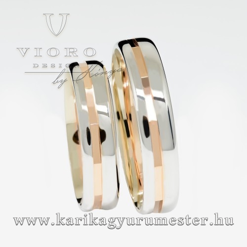 Fehér-rozé arany karikagyűrű pár 5310/FRF