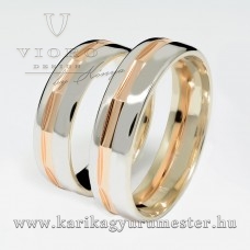 Fehér-rozé arany karikagyűrű pár 6310/FRF