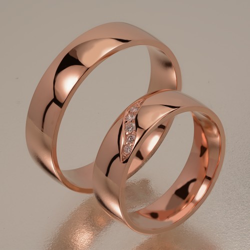 Ötköves rozé arany karikagyűrű pár 628/R